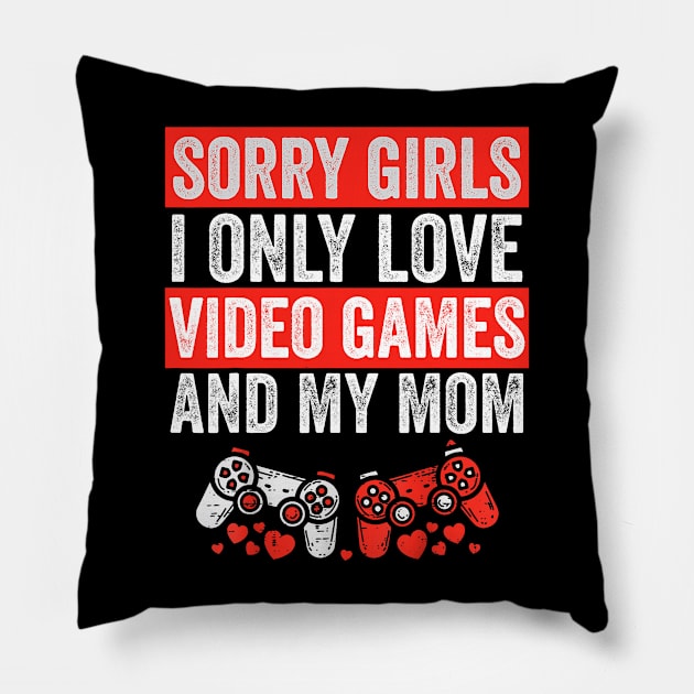 Boys Valentines Day Design for Kids Video Games Funny Gamer Pillow by Neldy