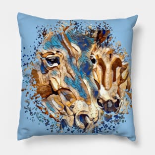 Horse Splatter Watercolor Art Pillow