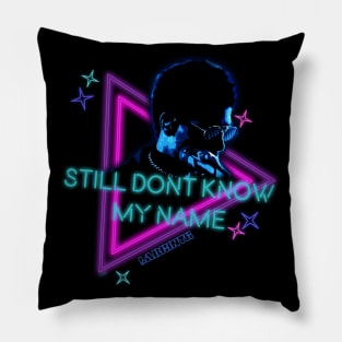 Retro Neon design of the song "still dont know my name" by labrinth Pillow