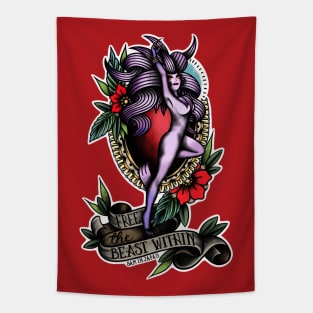 Trance Terra from Final Fantasy 6 (FFVI) in American Traditional Tattoo Portrait Style Tapestry