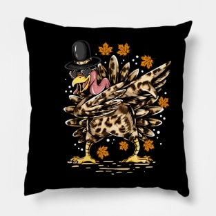 Leopard print Dabbing Turkey Thanksgiving Pillow