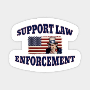 Uncle Sam on American Flag Support Law Enforcement Magnet