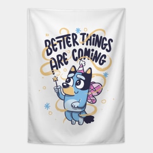 Better Things Are Coming Fairy Dog Tapestry