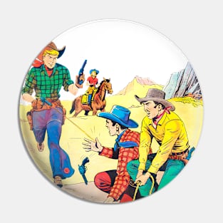 The River Money Western Robbery Cowboy Retro Broncho Bill Comic Pin