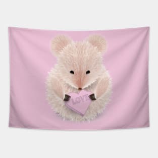 Valentines Day Mouse with Love Candy heart Tapestry