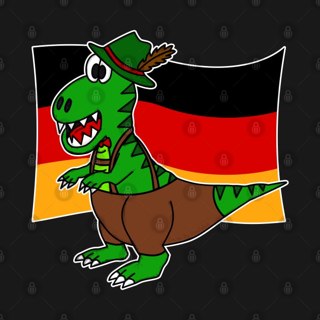 German Flag Dinosaur T-Rex Tyrolean Hat Lederhosen Funny by doodlerob