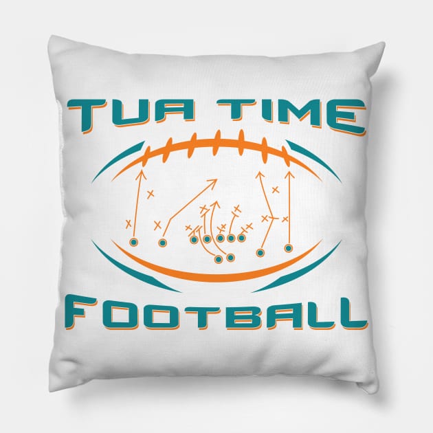 Tua Tagovailoa "Tua Time" Miami Dolphins X's and O's Pillow by Car Boot Tees