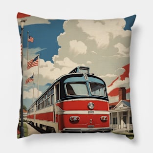 Ohio United States of America Tourism Vintage Poster Pillow