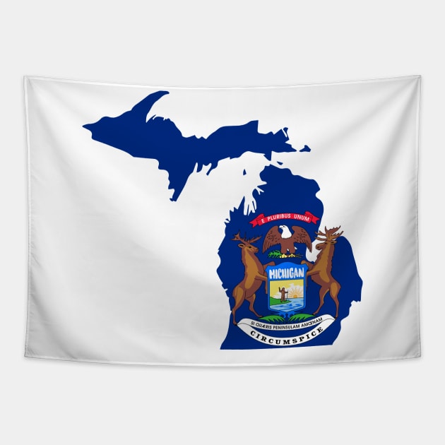 MI State Flag, Proud Michigan Native Tapestry by GreatLakesLocals