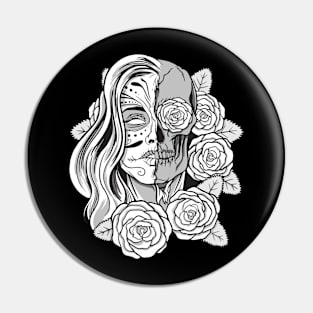 Flower Skull Pin