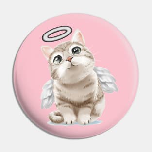 Little Angelic White Chonk Cat Pin