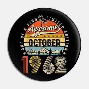 Awesome Since October 1962 Vintage 61st Birthday Pin