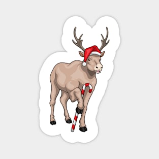 Reindeer Christmas Candy cane Magnet