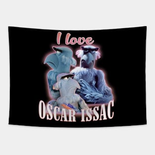 I Love Oscar Issac Collage Tapestry