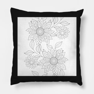 Non Colored Pattern with Floral Motifs Pillow