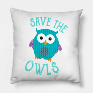 Save The Owls Cute Love Owl Design Pillow