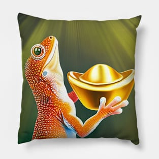 gecko gold ingot Pillow