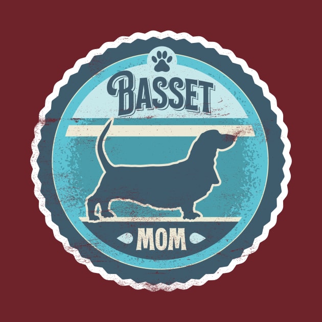 Basset Mom - Distressed Basset Hound Silhouette Design by DoggyStyles