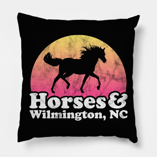 Horses and Wilmington North Carolina Gift for Horse Lovers Pillow by JKFDesigns