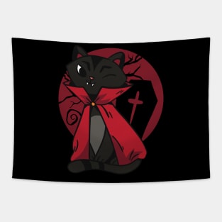 Black Vampire Cat Tapestry