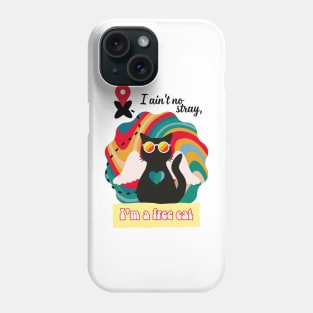 psychedelic black cat with wings showing its freedom Phone Case