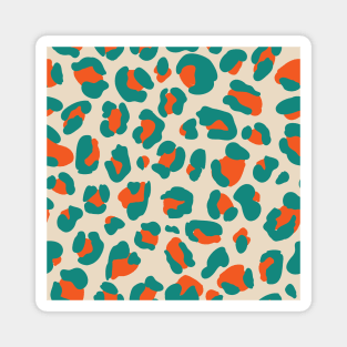 Orange and Teal Leopard Print Magnet