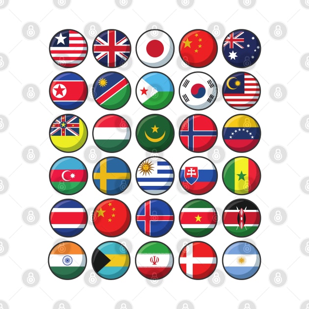 International Flags of the World 30 Countries Circles by DetourShirts