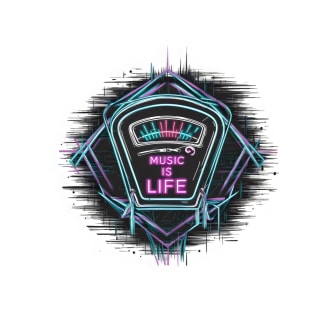 "Neon VU Meter Music Is Life Art Print" - Music Life Lover Song T-Shirt