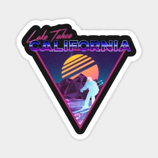 Retro Vaporwave Ski Mountain | Lake Tahoe California | Shirts, Stickers, and More! Magnet