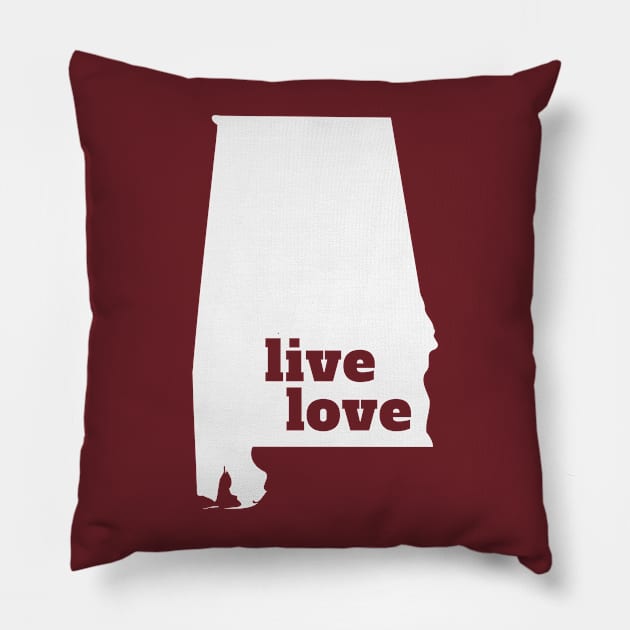 Alabama - Live Love Alabama Pillow by Yesteeyear