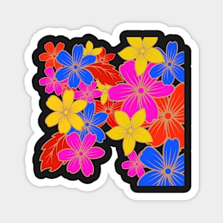 bright colorful hippy flower pattern Magnet