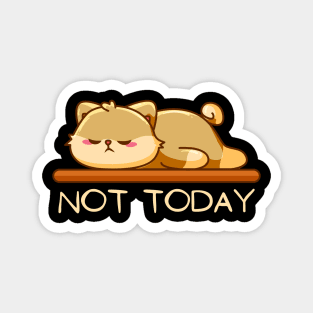 Lazy Cat Nope not Today funny sarcastic messages sayings and quotes Magnet