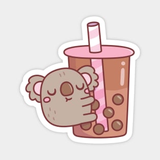 Cute Chubby Koala Hugging Bubble Tea Cup Magnet