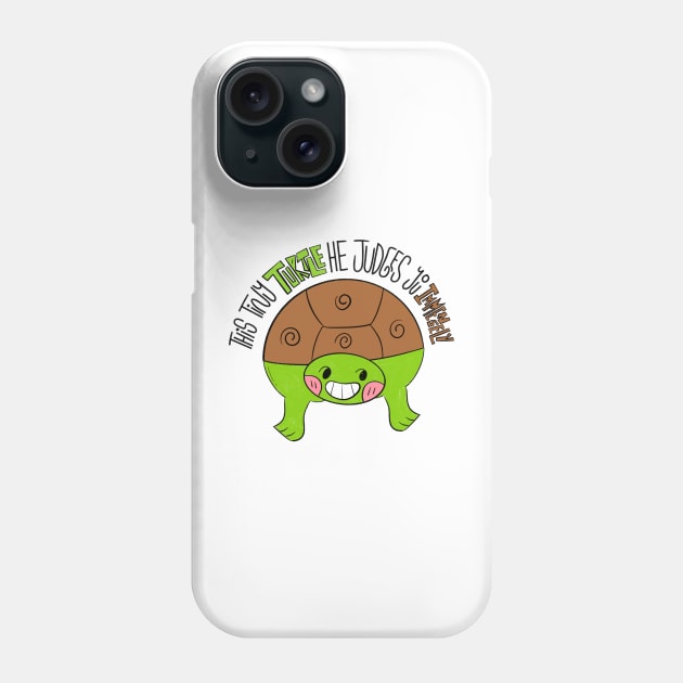 this tiny turtle he judges you immensely, cute turtle, funny quote Phone Case by Lapiiin's Cute Sticker