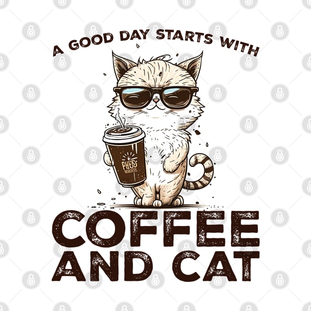 A Good Day Starts With Coffee and Cat Cat Lovers Coffee Lovers Gift Idea by JaniyaMoriah