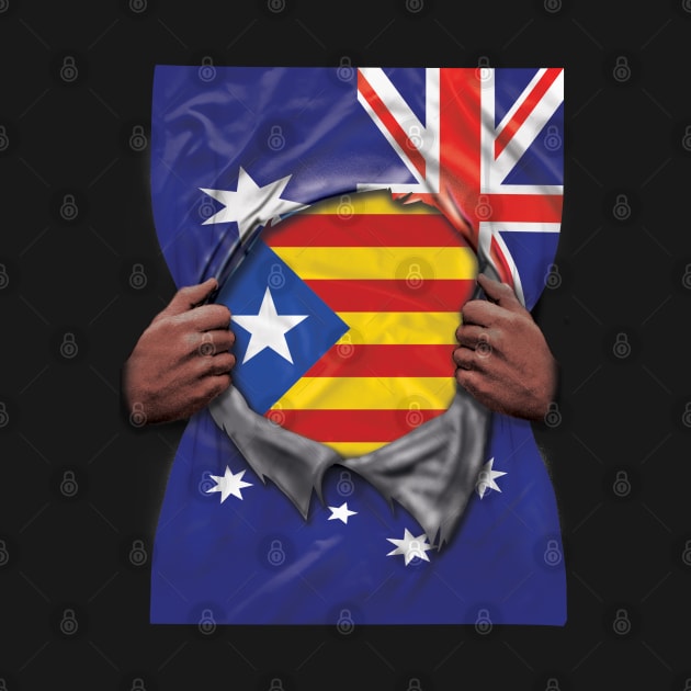 Catalonia Flag Australian Flag Ripped - Gift for Catalan From Catalonia by Country Flags