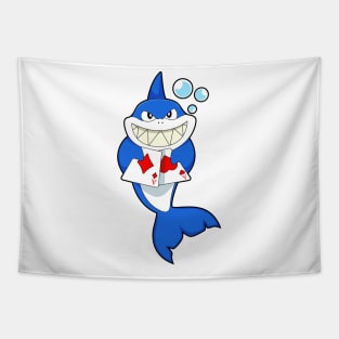 Shark at Poker with Poker cards Tapestry