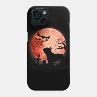 French bulldog frenchie and bats with red moon Phone Case