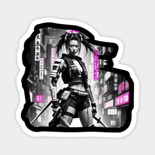 Japanese Style Girl Futuristic Magnet