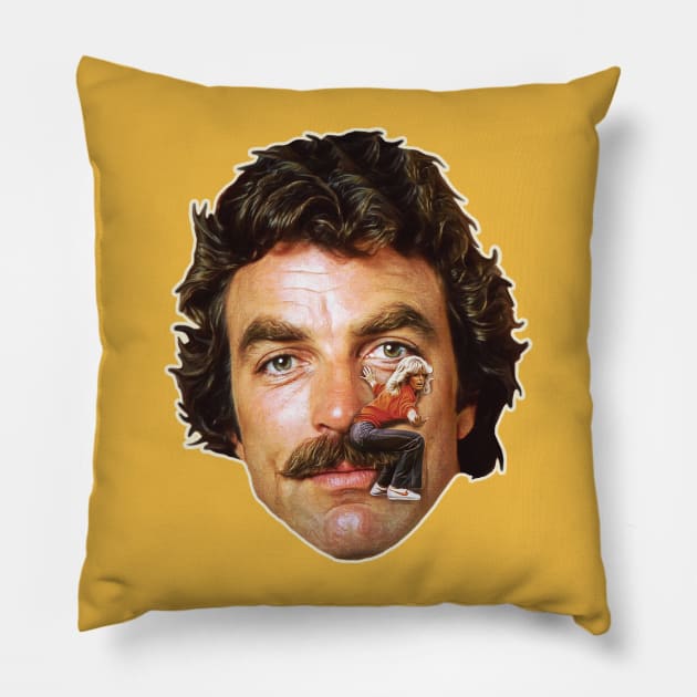 Tom Selleck Mustache Ride Pillow by darklordpug