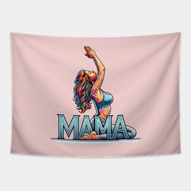 Yoga Mama,Mothers Day, Yoga Mom Birthday Tapestry by O.M.Art&Yoga