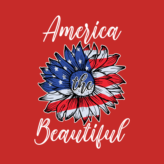 America the Beautiful Sunflower Flag for 4th of July by Possetivitees