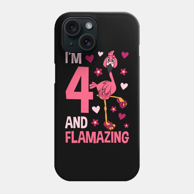 I'm 4 and Flamazing Flamingo Phone Case by Tesszero