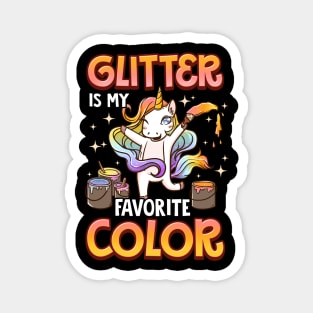 Glitter Is My Favorite Color Unicorn Rainbow Paint Magnet