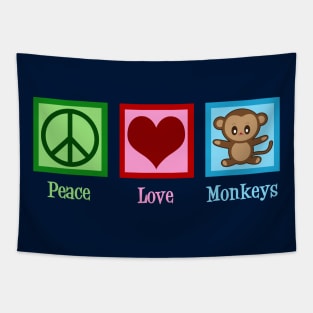 Peace Love Monkeys Tapestry