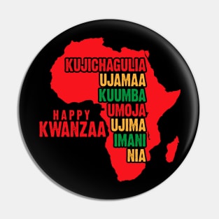 Happy Kwanzaa Red, The Seven Principles of Kwanzaa Pin