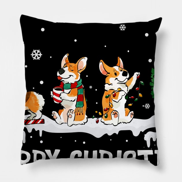 Corgi Christmas Ornament Tree Decor Funny Dog Gift Pillow by johnbbmerch