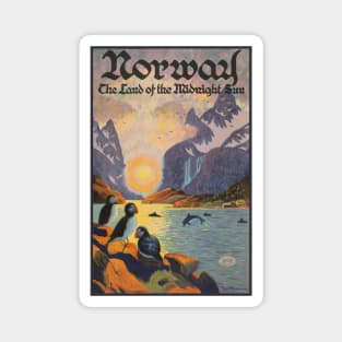 Norway Land of the Midnight Sun Vintage Poster 1925 Magnet