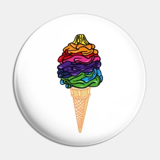 Rainbow Soft Serve Whippy Icecream Cone Graphic Art Pin