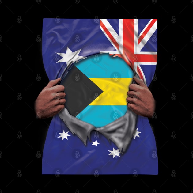 Bahamas Flag Australian Flag Ripped - Gift for Bahamian From Bahamas by Country Flags